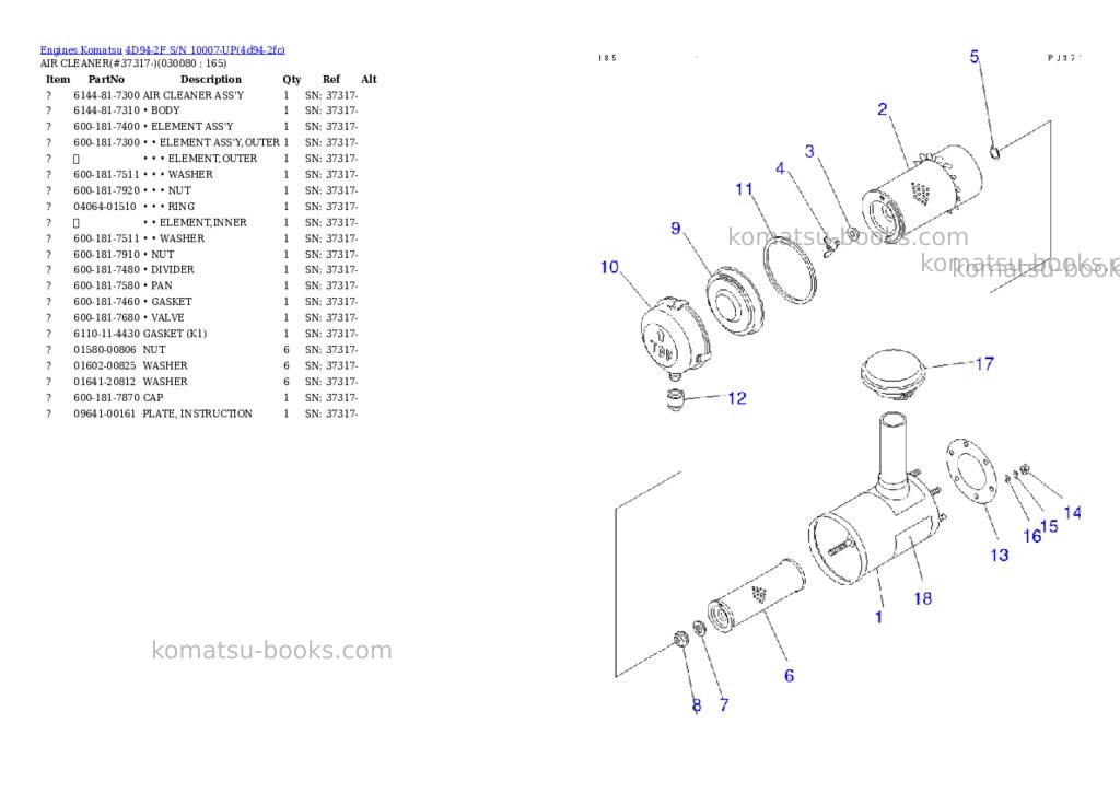 Komatsu 4d94-2f s/n 10007-up Parts catalog cover Page 7