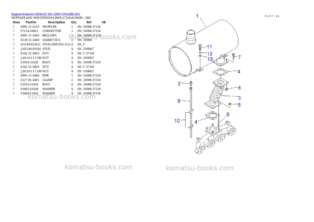 Komatsu 4d94-2f s/n 10007-up Parts catalog cover Page 8