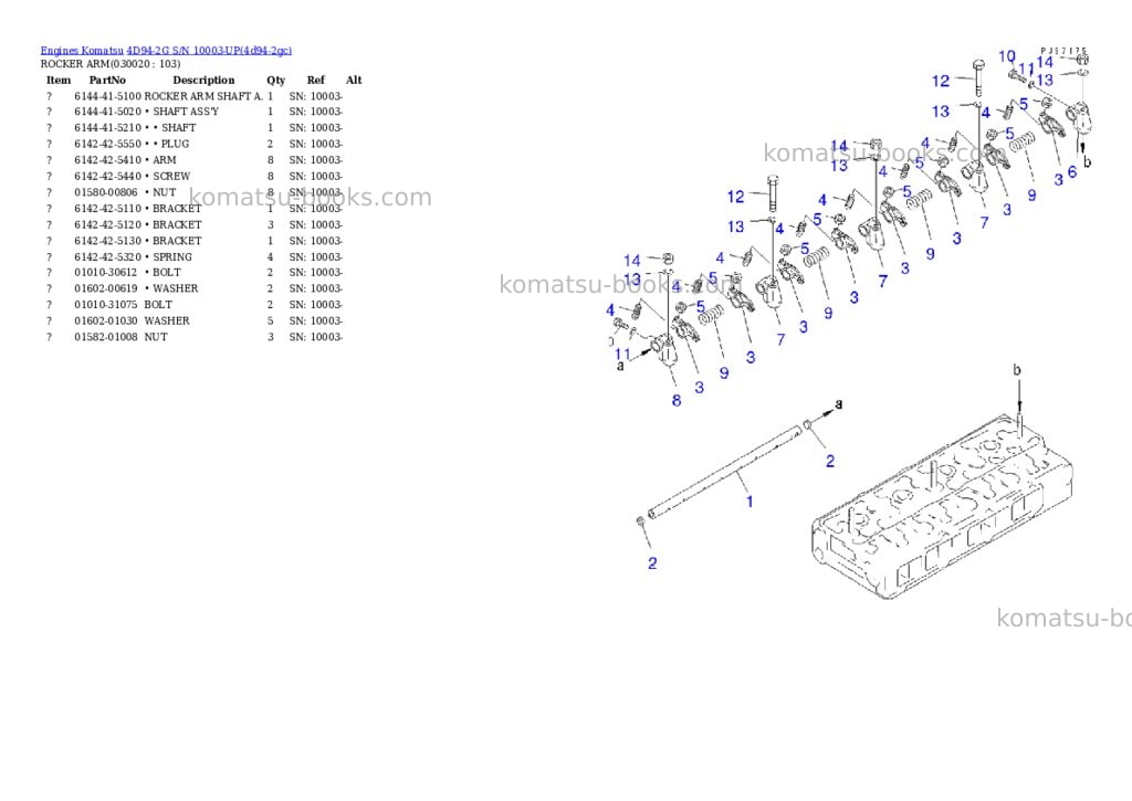 Komatsu 4d94-2g s/n 10003-up Parts catalog cover Komatsu 4d94-2g s/n 10003-up Parts catalog cover