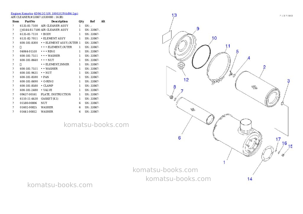 Komatsu 4d94-2g s/n 10003-up Parts catalog cover Page 7 Komatsu 4d94-2g s/n 10003-up Parts catalog cover Page 7