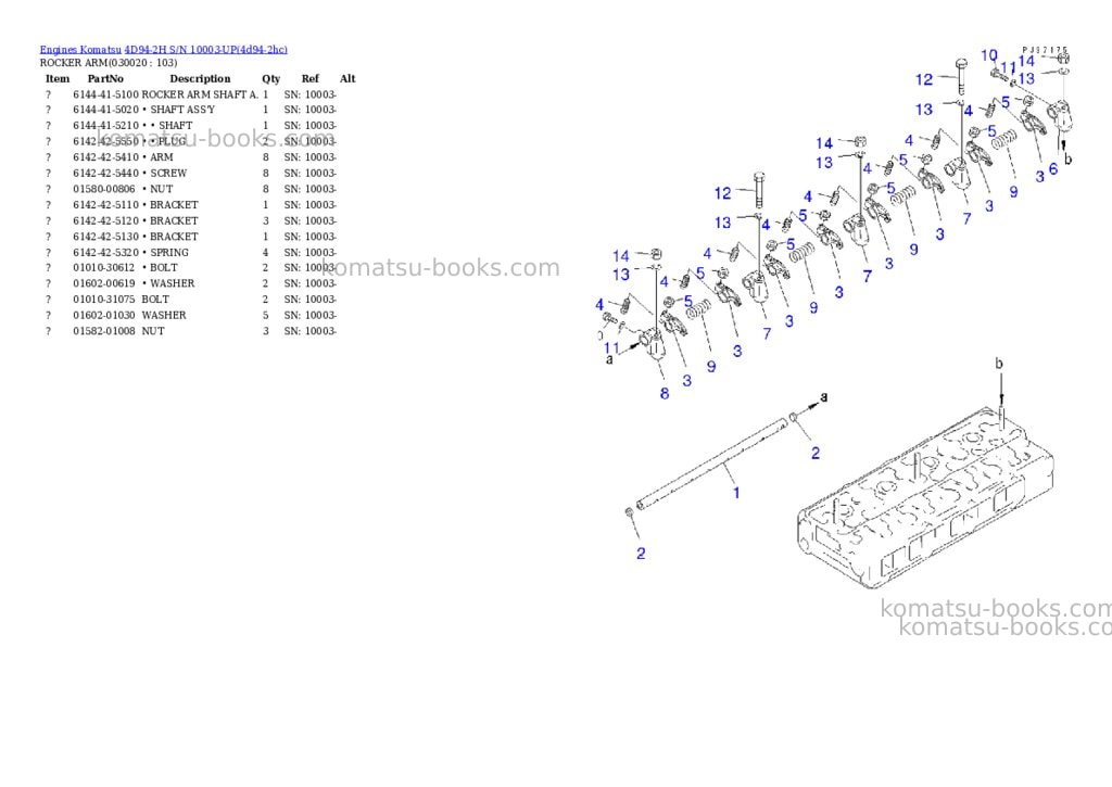 Komatsu 4d94-2h s/n 10003-up Parts catalog cover