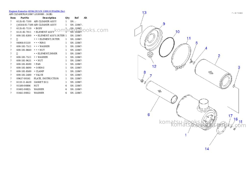 Komatsu 4d94-2h s/n 10003-up Parts catalog cover Page 7
