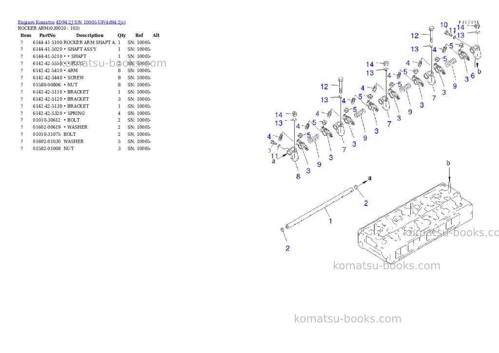 Komatsu 4d94-2j s/n 10005-up Parts catalog cover