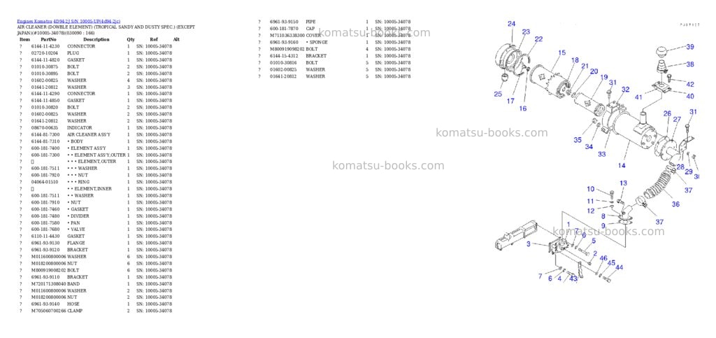 Komatsu 4d94-2j s/n 10005-up Parts catalog cover Page 8