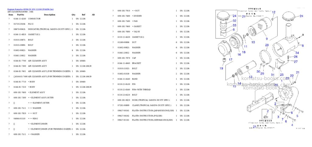 Komatsu 4d94-2n s/n 12336-up Parts catalog cover Page 5 Komatsu 4d94-2n s/n 12336-up Parts catalog cover Page 5