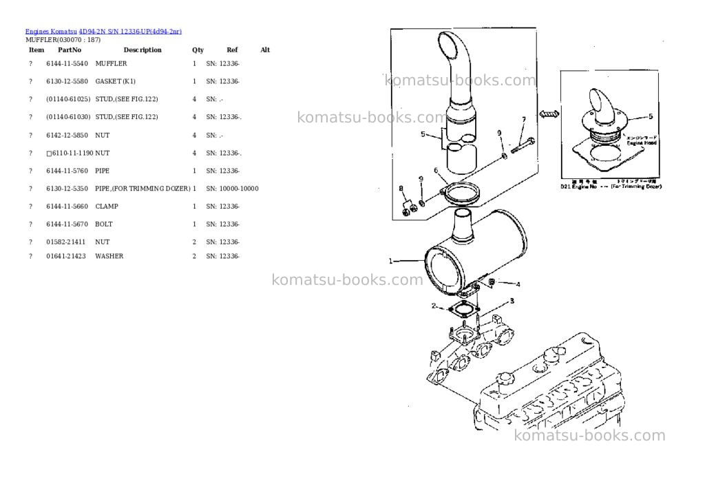 Komatsu 4d94-2n s/n 12336-up Parts catalog cover Page 6 Komatsu 4d94-2n s/n 12336-up Parts catalog cover Page 6