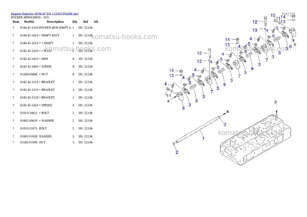 Komatsu 4D94-2P S/N 12336-UP Parts catalog cover Komatsu 4D94-2P S/N 12336-UP Parts catalog cover