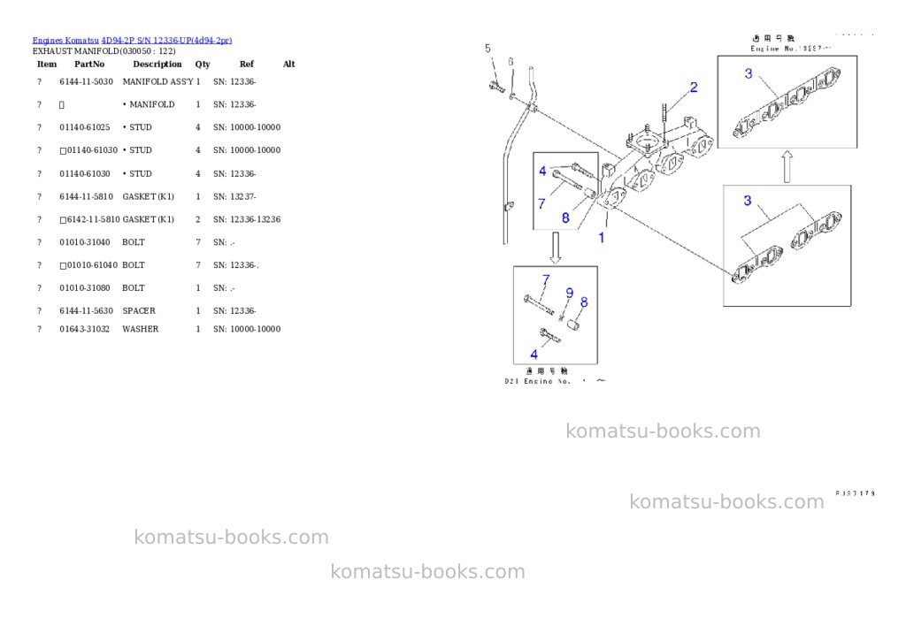 Komatsu 4D94-2P S/N 12336-UP Parts catalog cover Page 4 Komatsu 4D94-2P S/N 12336-UP Parts catalog cover Page 4