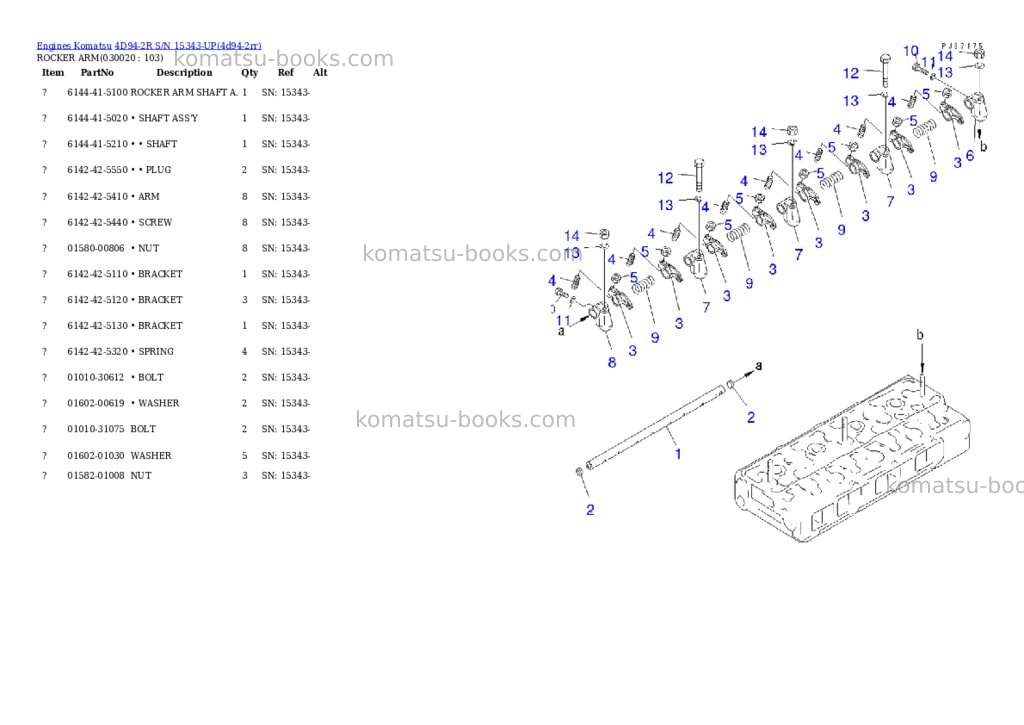 Komatsu 4d94-2r s/n 15343-up Parts catalog cover Komatsu 4d94-2r s/n 15343-up Parts catalog cover