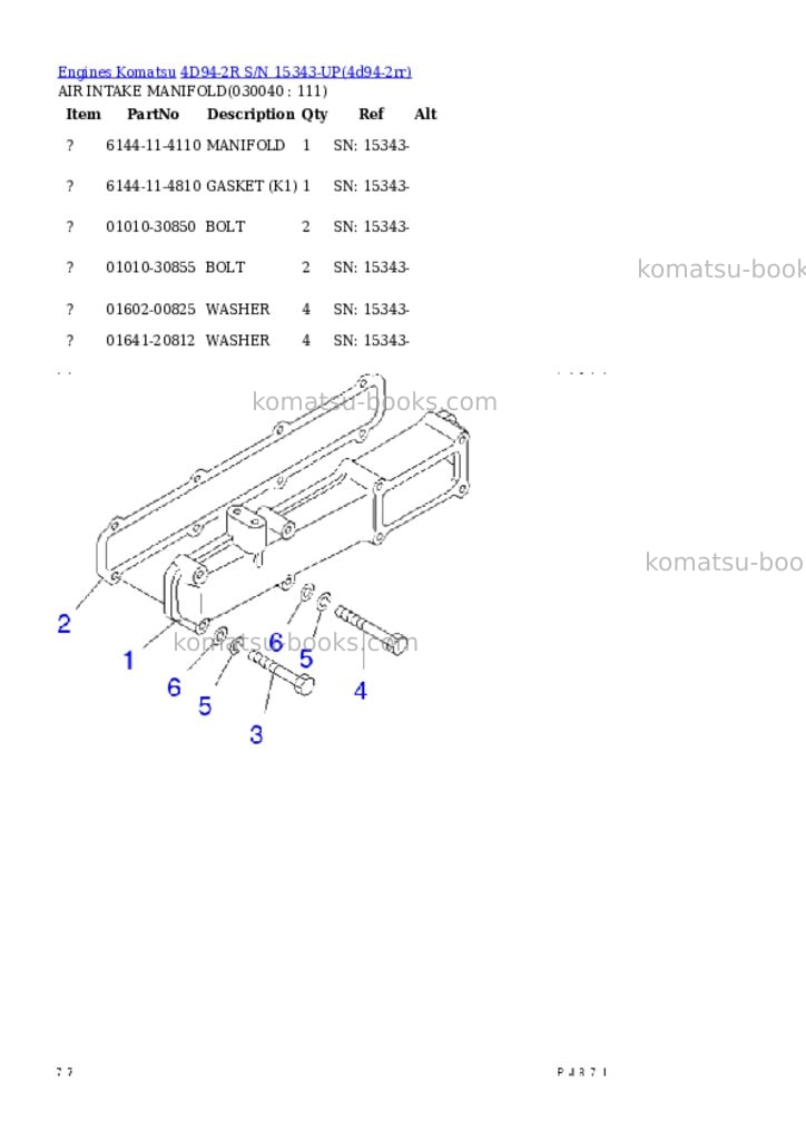 Komatsu 4d94-2r s/n 15343-up Parts catalog cover Page 3 Komatsu 4d94-2r s/n 15343-up Parts catalog cover Page 3