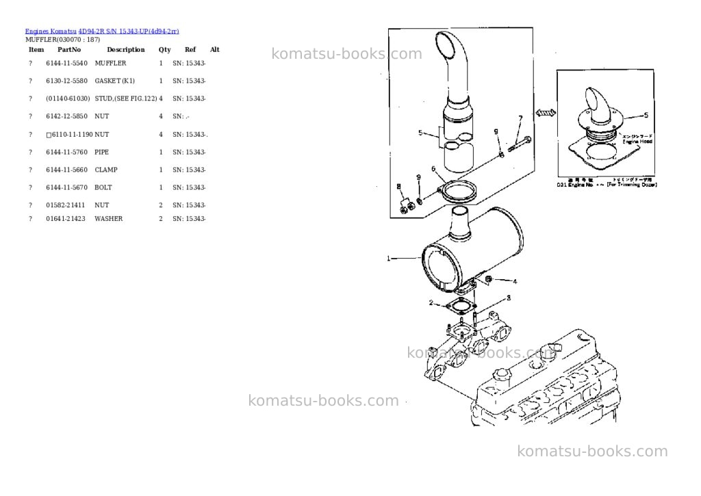 Komatsu 4d94-2r s/n 15343-up Parts catalog cover Page 6 Komatsu 4d94-2r s/n 15343-up Parts catalog cover Page 6