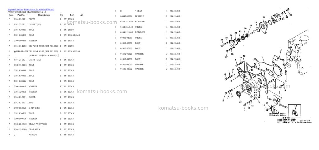 Komatsu 4d94-2r s/n 15343-up Parts catalog cover Page 8 Komatsu 4d94-2r s/n 15343-up Parts catalog cover Page 8