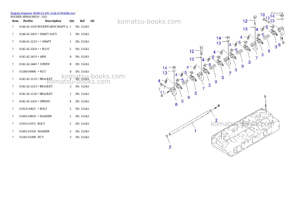 Komatsu 4d94-2s s/n 15343-up Parts catalog cover Komatsu 4d94-2s s/n 15343-up Parts catalog cover