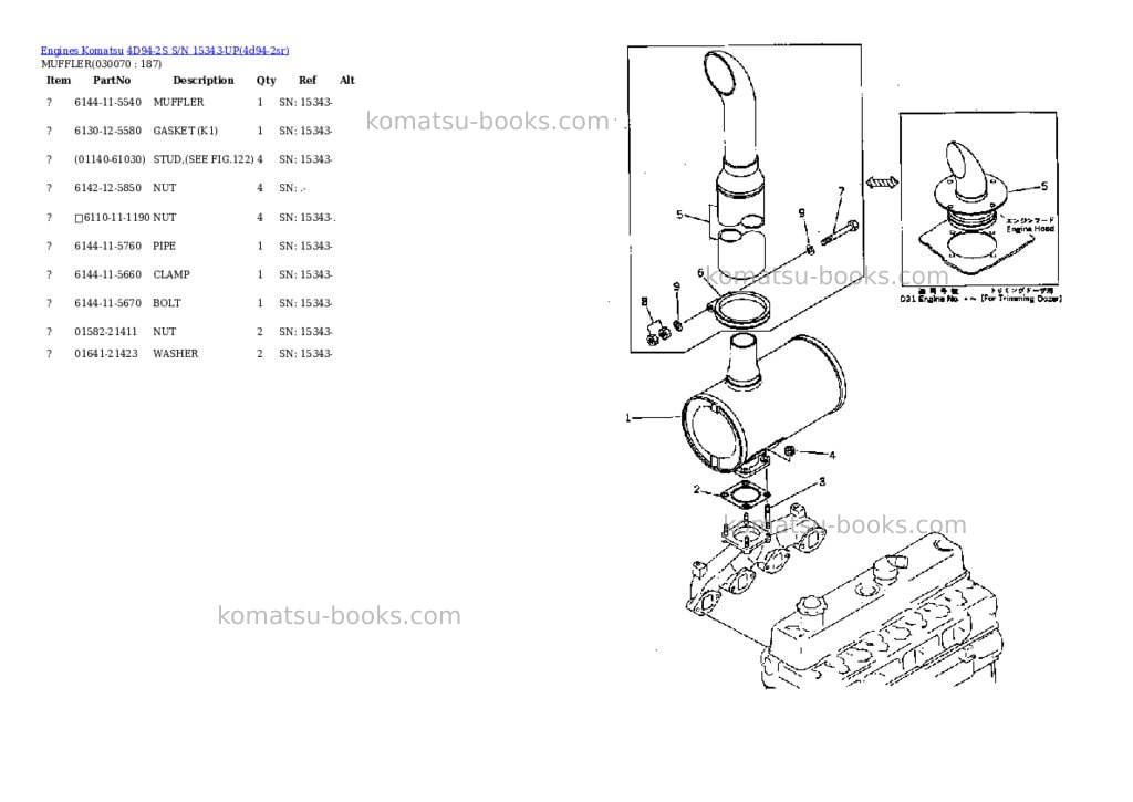 Komatsu 4d94-2s s/n 15343-up Parts catalog cover Page 6 Komatsu 4d94-2s s/n 15343-up Parts catalog cover Page 6