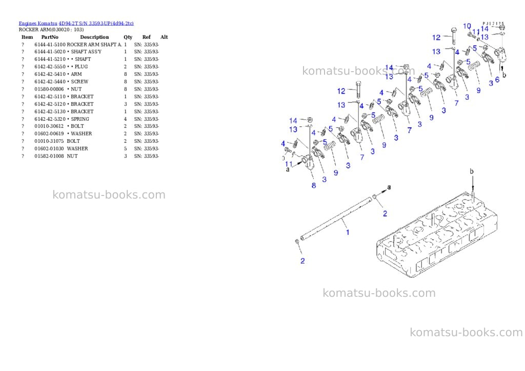 Komatsu 4d94-2t s/n 33593-up Parts catalog cover