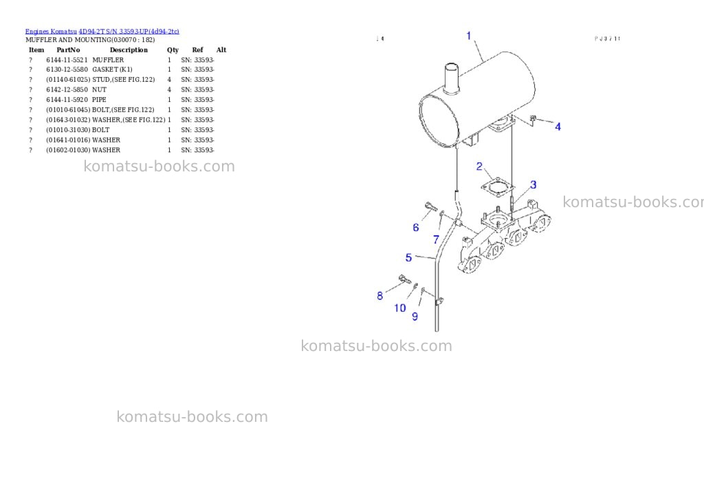 Komatsu 4d94-2t s/n 33593-up Parts catalog cover Page 6