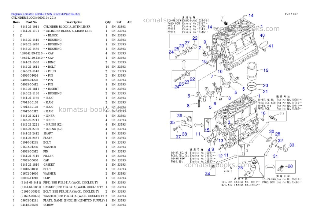 Komatsu 4d94-2t s/n 33593-up Parts catalog cover Page 7