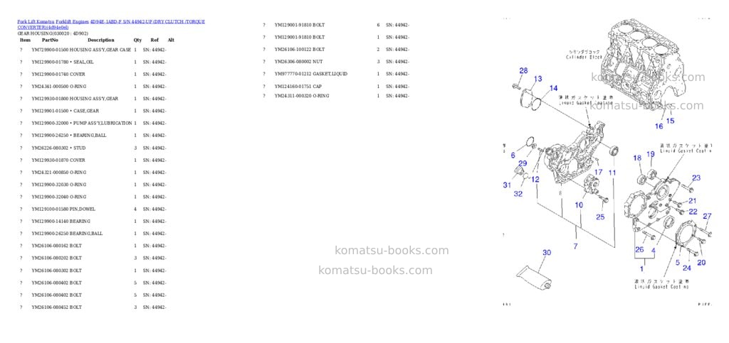 Komatsu 4d94e-1abd-f s/n 44942-up dry clutch /torque converter Parts catalog cover Komatsu 4d94e-1abd-f s/n 44942-up dry clutch /torque converter Parts catalog cover