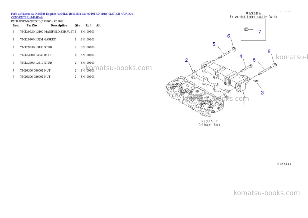 Komatsu 4d94le-1b45-bm s/n 00101-up （ﾄﾞﾗｲｸﾗｯﾁ/ﾄﾙｸｺﾝﾊﾞｰﾀ） Parts catalog cover Page 5