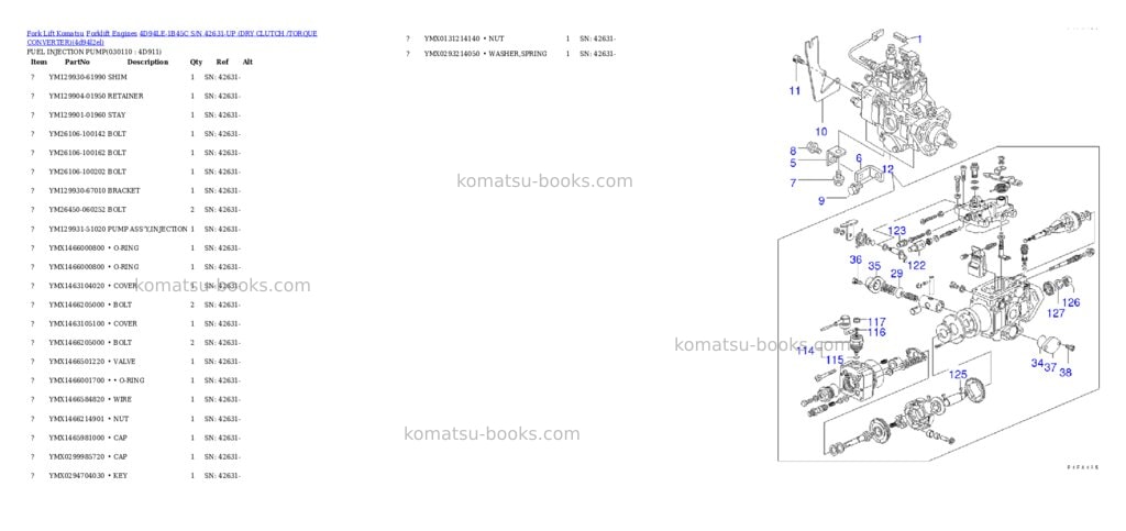 Komatsu 4d94le-1b45c s/n 42631-up (ドライクラッチ/トルクコンバータ) Parts catalog cover Page 10 Komatsu 4d94le-1b45c s/n 42631-up (ドライクラッチ/トルクコンバータ) Parts catalog cover Page 10