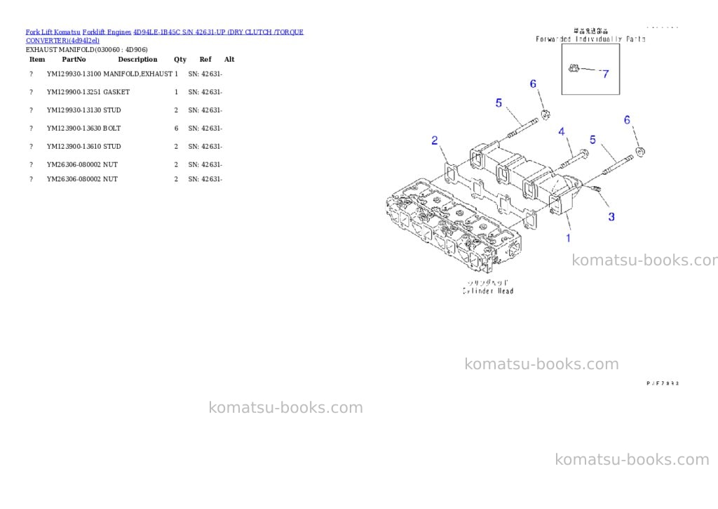 Komatsu 4d94le-1b45c s/n 42631-up (ドライクラッチ/トルクコンバータ) Parts catalog cover Page 5 Komatsu 4d94le-1b45c s/n 42631-up (ドライクラッチ/トルクコンバータ) Parts catalog cover Page 5