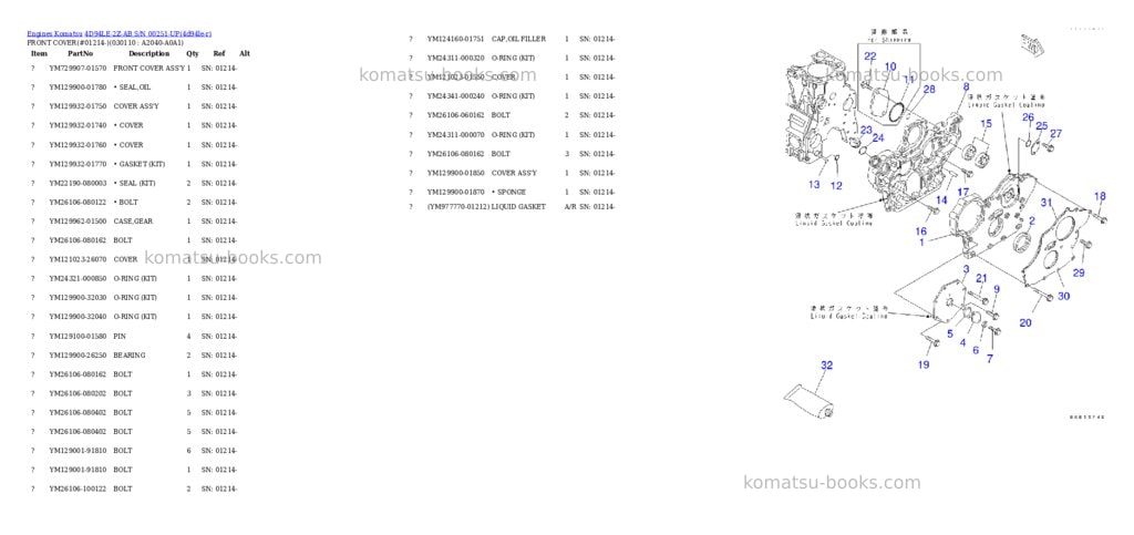 Komatsu 4d94le-2z-ab s/n 00251-up Parts catalog cover Page 10 Komatsu 4d94le-2z-ab s/n 00251-up Parts catalog cover Page 10