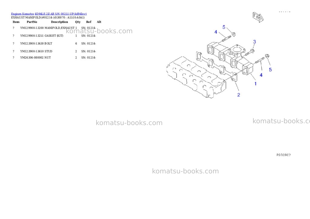 Komatsu 4d94le-2z-ab s/n 00251-up Parts catalog cover Page 6 Komatsu 4d94le-2z-ab s/n 00251-up Parts catalog cover Page 6