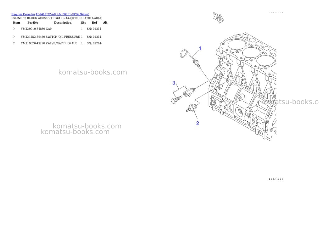 Komatsu 4d94le-2z-ab s/n 00251-up Parts catalog cover Page 9 Komatsu 4d94le-2z-ab s/n 00251-up Parts catalog cover Page 9