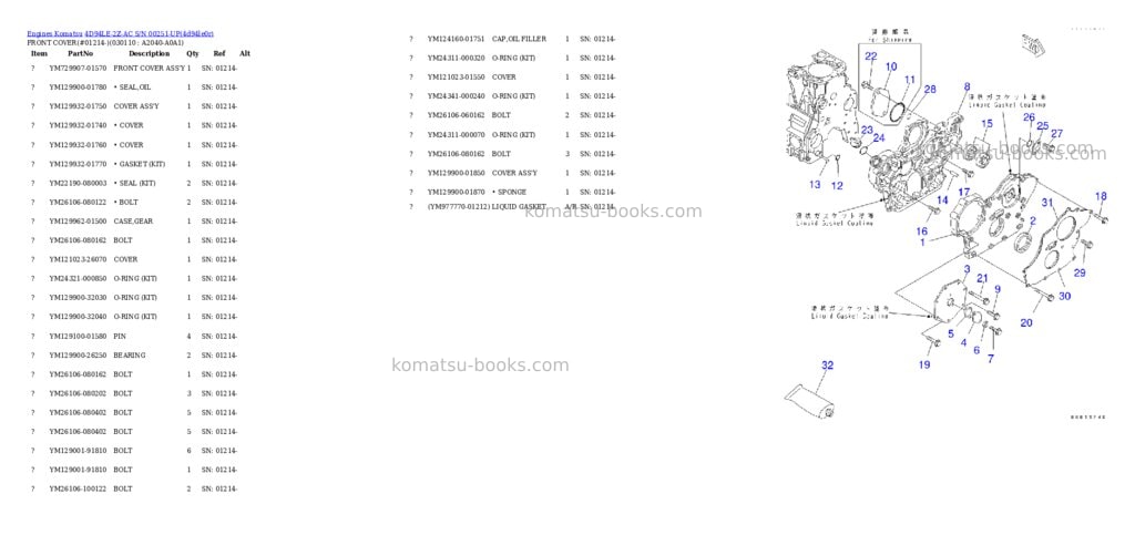 Komatsu 4d94le-2z-ac s/n 00251-up Parts catalog cover Page 10