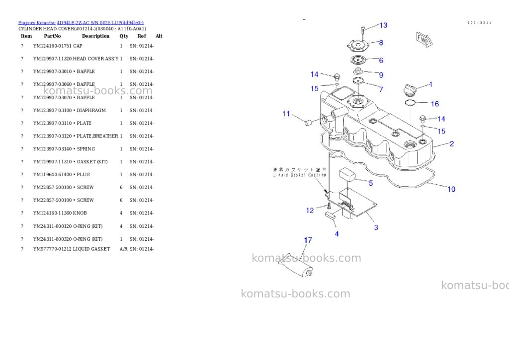 Komatsu 4d94le-2z-ac s/n 00251-up Parts catalog cover Page 3