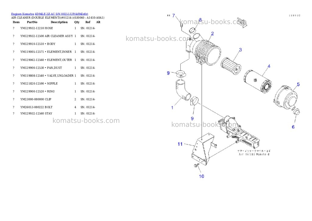 Komatsu 4d94le-2z-ac s/n 00251-up Parts catalog cover Page 5