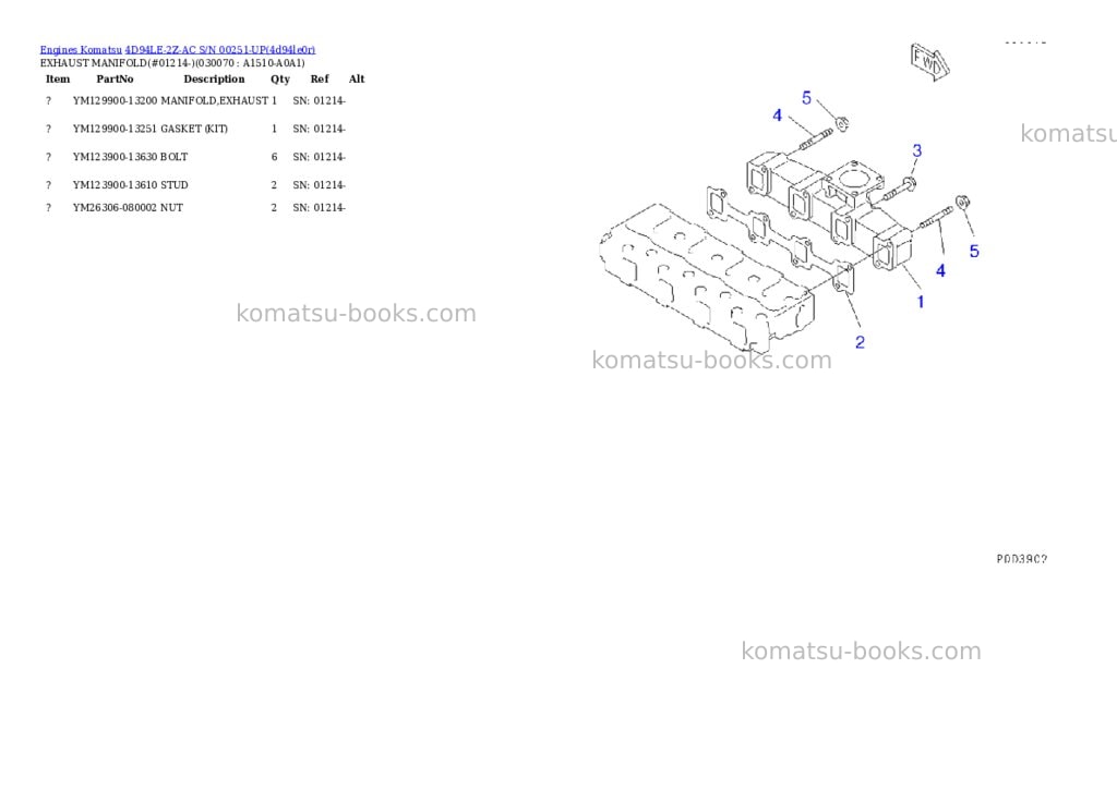 Komatsu 4d94le-2z-ac s/n 00251-up Parts catalog cover Page 6