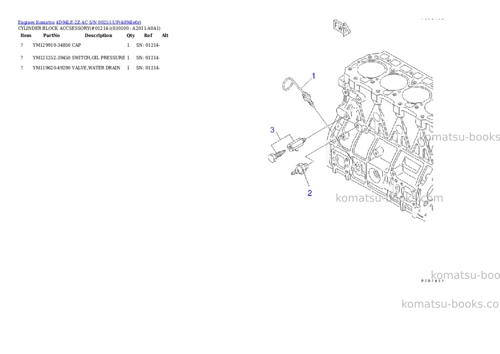 Komatsu 4d94le-2z-ac s/n 00251-up Parts catalog cover Page 9