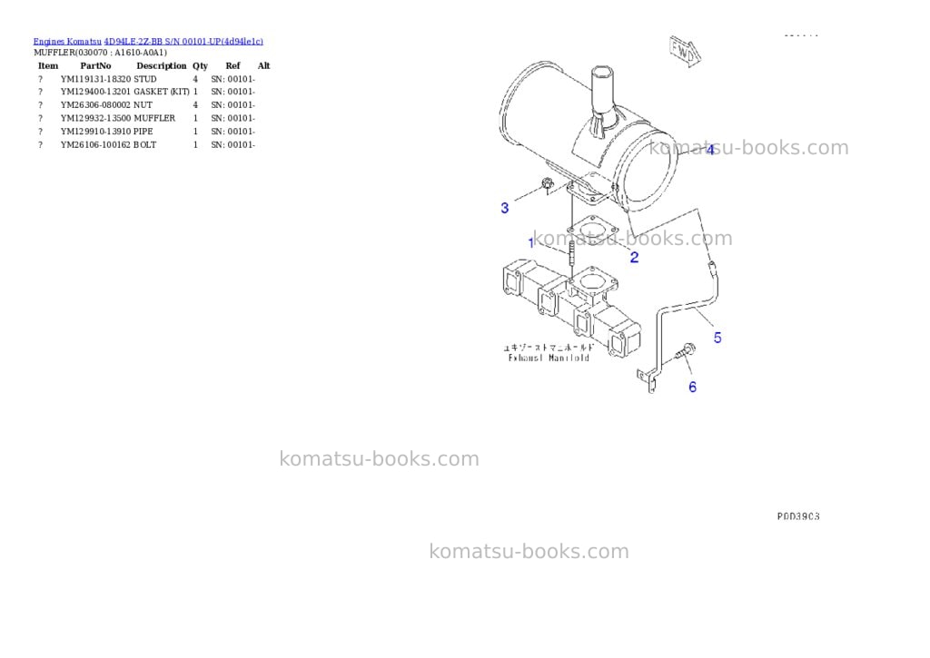 Komatsu 4d94le-2z-bb s/n 00101-up Parts catalog cover Page 6 Komatsu 4d94le-2z-bb s/n 00101-up Parts catalog cover Page 6