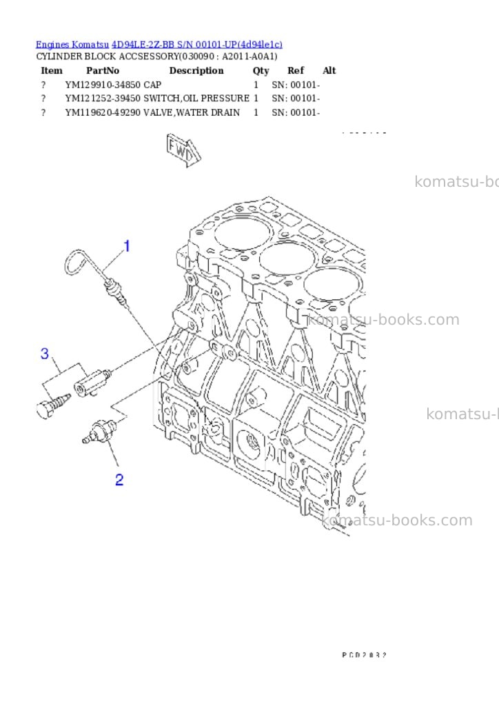 Komatsu 4d94le-2z-bb s/n 00101-up Parts catalog cover Page 8 Komatsu 4d94le-2z-bb s/n 00101-up Parts catalog cover Page 8