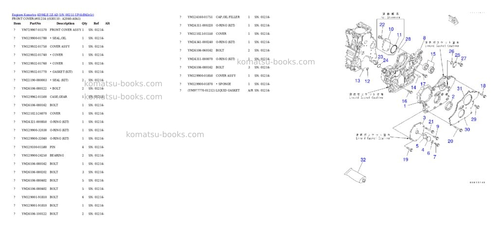 Komatsu 4d94le-2z-ad s/n 00251-up Parts catalog cover Page 10 Komatsu 4d94le-2z-ad s/n 00251-up Parts catalog cover Page 10