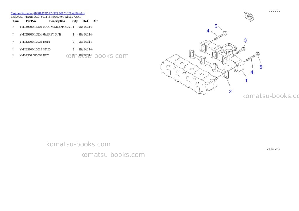 Komatsu 4d94le-2z-ad s/n 00251-up Parts catalog cover Page 6 Komatsu 4d94le-2z-ad s/n 00251-up Parts catalog cover Page 6