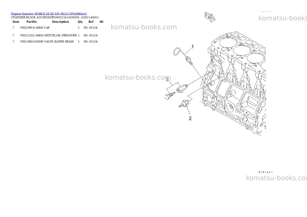 Komatsu 4d94le-2z-ad s/n 00251-up Parts catalog cover Page 9 Komatsu 4d94le-2z-ad s/n 00251-up Parts catalog cover Page 9