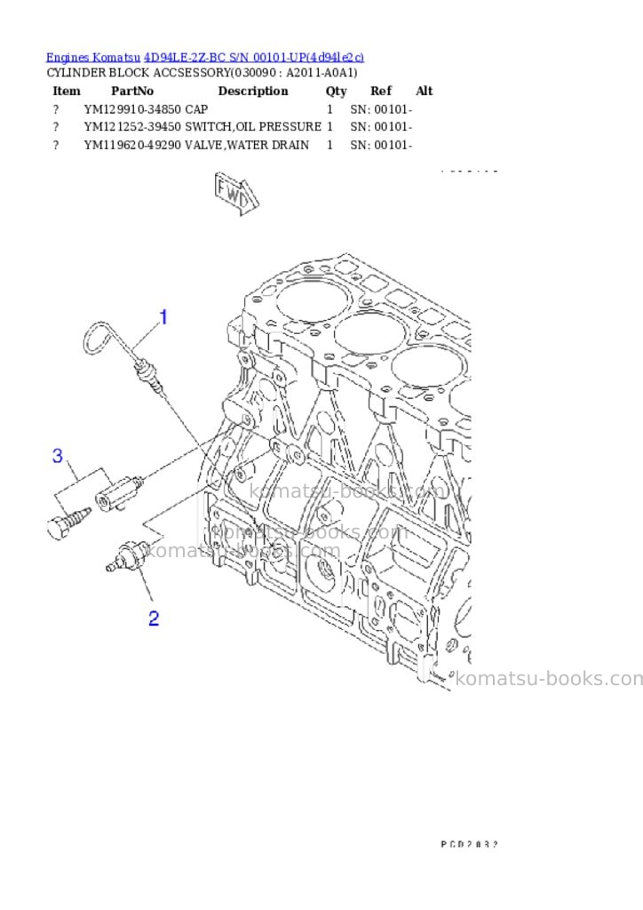 Komatsu 4d94le-2z-bc s/n 00101-up Parts catalog cover Page 8 Komatsu 4d94le-2z-bc s/n 00101-up Parts catalog cover Page 8