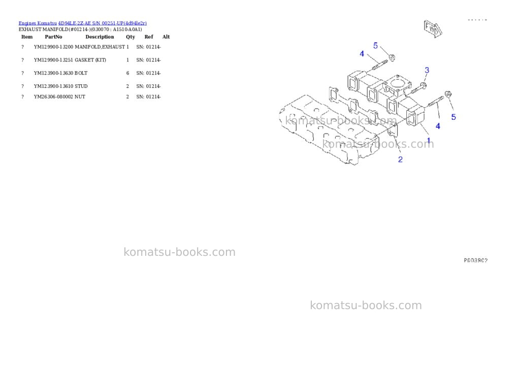 Komatsu 4d94le-2z-ae s/n 00251-up Parts catalog cover Page 6 Komatsu 4d94le-2z-ae s/n 00251-up Parts catalog cover Page 6