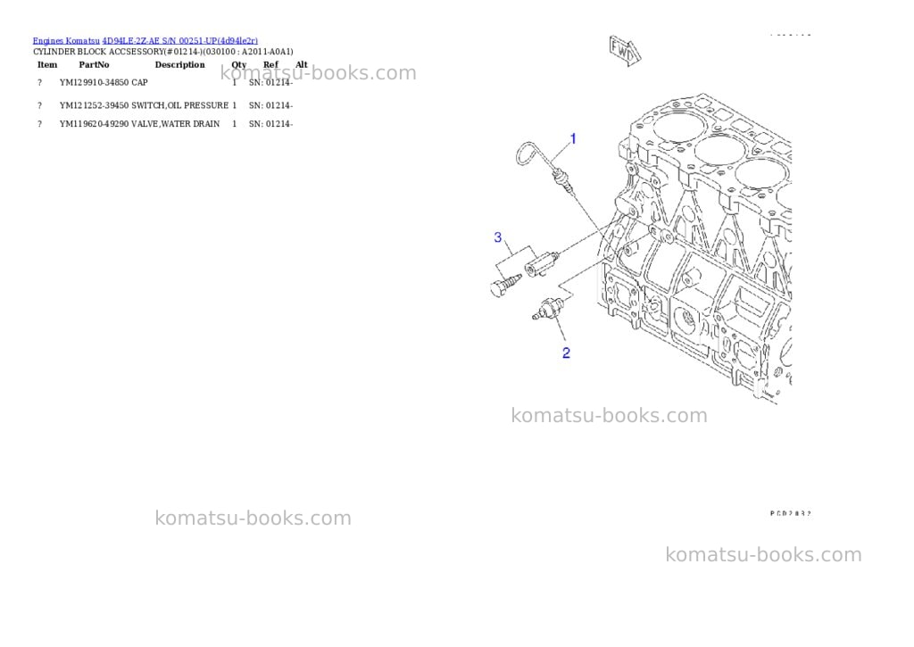 Komatsu 4d94le-2z-ae s/n 00251-up Parts catalog cover Page 9 Komatsu 4d94le-2z-ae s/n 00251-up Parts catalog cover Page 9