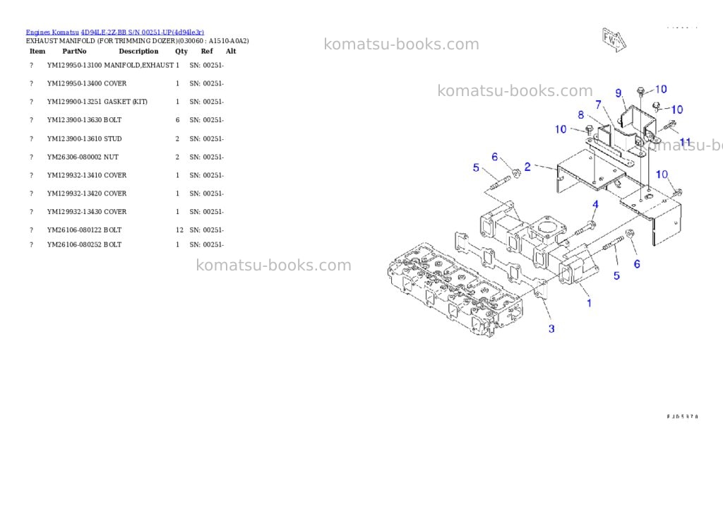 Komatsu 4d94le-2z-bb s/n 00251-up Parts catalog cover Page 5