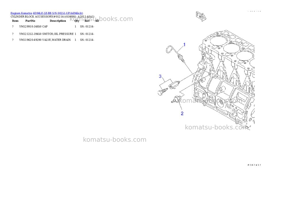 Komatsu 4d94le-2z-bb s/n 00251-up Parts catalog cover Page 8