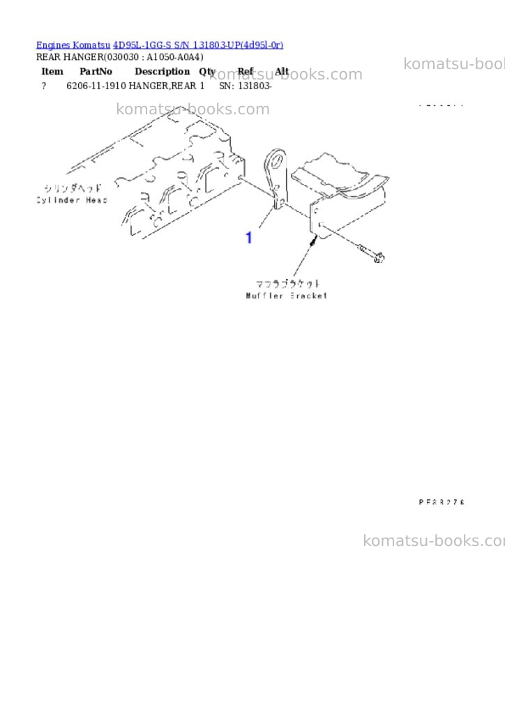 Komatsu 4d95l-1gg-s s/n 131803-up Parts catalog cover Page 2 Komatsu 4d95l-1gg-s s/n 131803-up Parts catalog cover Page 2