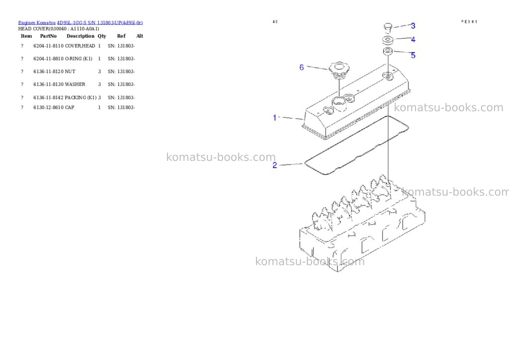 Komatsu 4d95l-1gg-s s/n 131803-up Parts catalog cover Page 3 Komatsu 4d95l-1gg-s s/n 131803-up Parts catalog cover Page 3