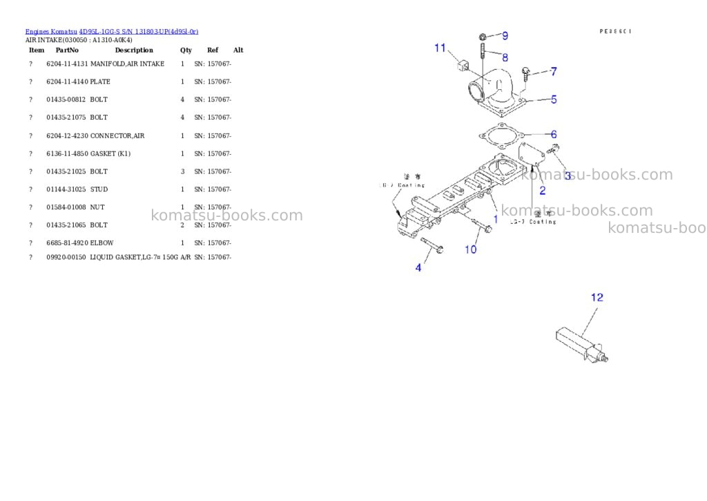 Komatsu 4d95l-1gg-s s/n 131803-up Parts catalog cover Page 4 Komatsu 4d95l-1gg-s s/n 131803-up Parts catalog cover Page 4