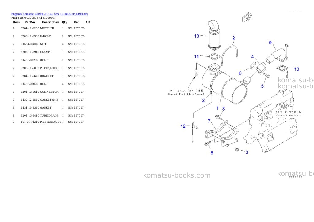 Komatsu 4d95l-1gg-s s/n 131803-up Parts catalog cover Page 7 Komatsu 4d95l-1gg-s s/n 131803-up Parts catalog cover Page 7
