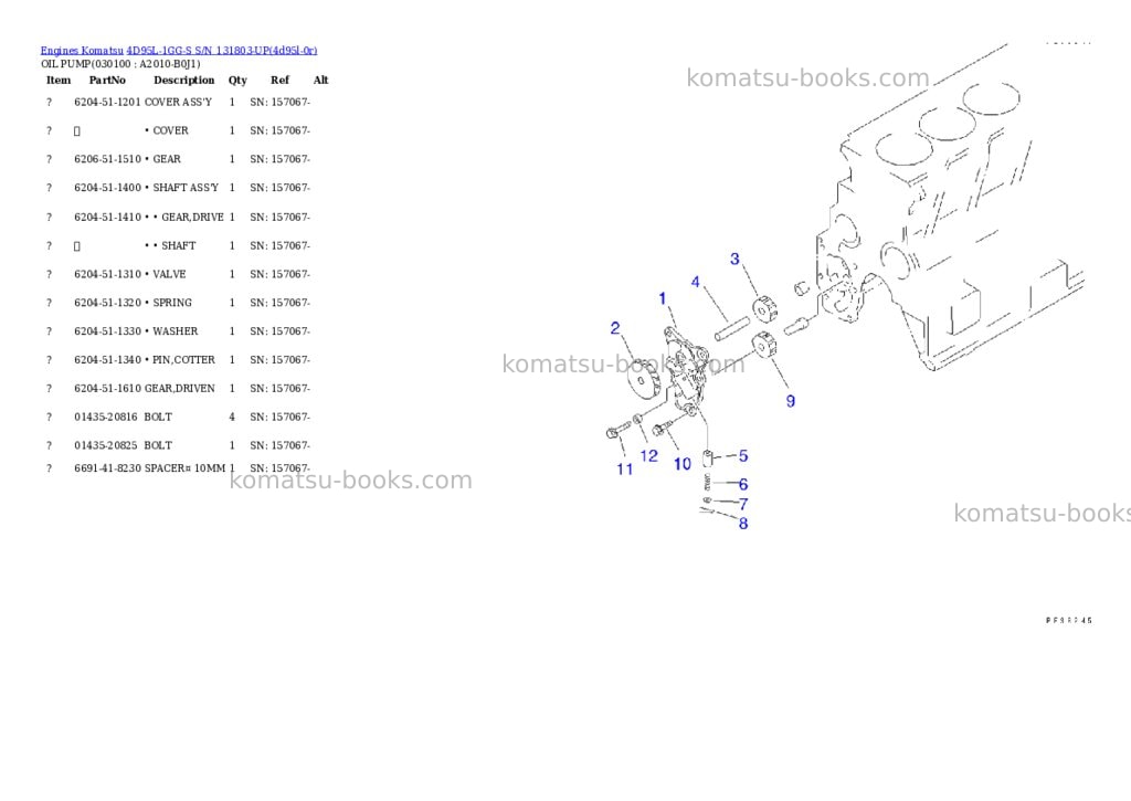 Komatsu 4d95l-1gg-s s/n 131803-up Parts catalog cover Page 9 Komatsu 4d95l-1gg-s s/n 131803-up Parts catalog cover Page 9