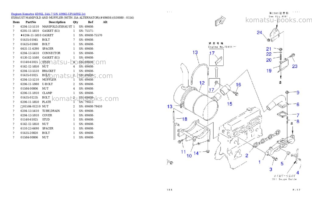 Komatsu 4D95L-1AA-7 S/N 49965-UP Parts catalog cover Page 7 Komatsu 4D95L-1AA-7 S/N 49965-UP Parts catalog cover Page 7