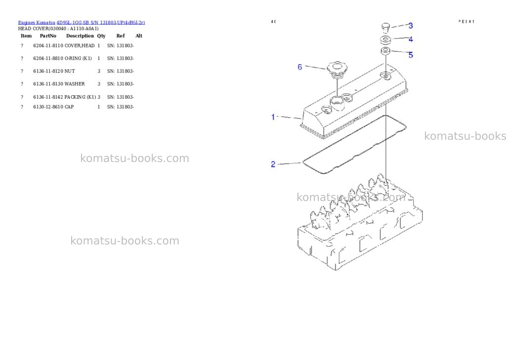 Komatsu 4d95l-1gg-sb s/n 131803-up Parts catalog cover Page 3 Komatsu 4d95l-1gg-sb s/n 131803-up Parts catalog cover Page 3